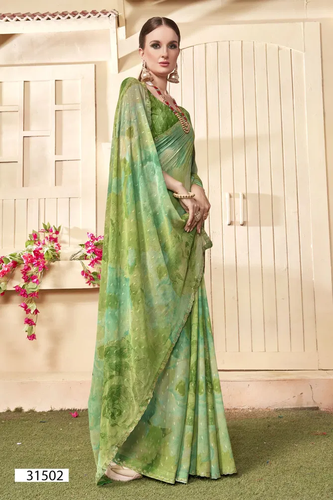 Sansiddhi By Vallabhi Geprgette Printed Sarees Wholesale Market In Surat